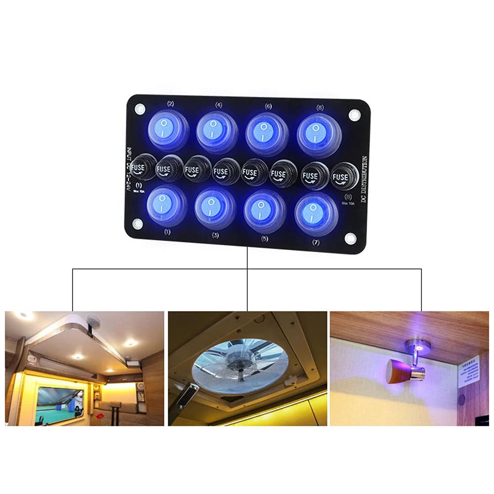 Panel De Control De Múltiples Interruptores, Asudaro Interruptores De Circuito Del Panel Fusible 10A Resistente Al Agua Y Al Polvo Rocker Interruptor Panel Para 12V-24V Coches Camiones Barcos
