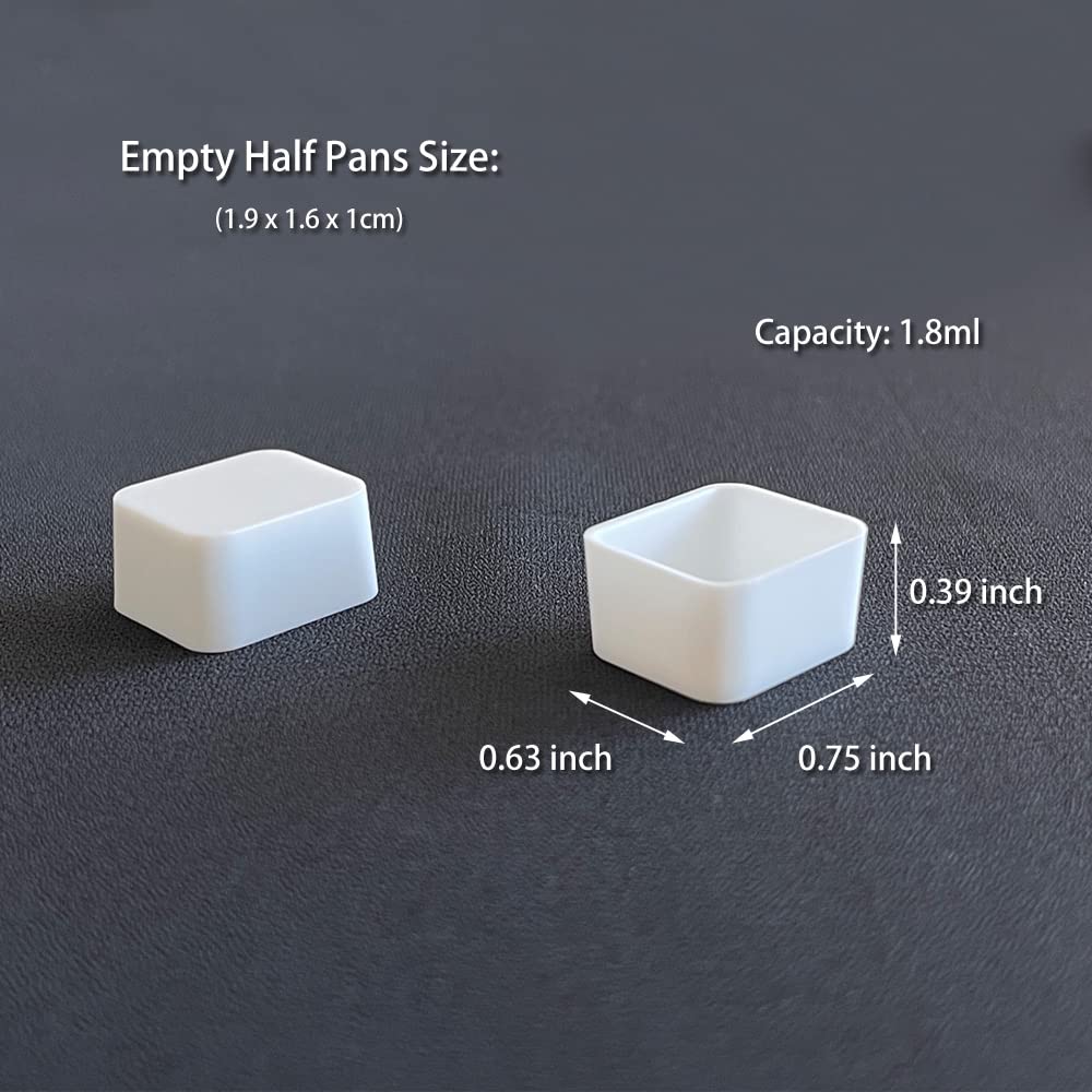FCLUB 100PCS Empty Watercolor Half Pans – 1.8ML White Plastic Rounded Corner Pans for DIY Paint Palette, Watercolor Travel Sets, and Artists
