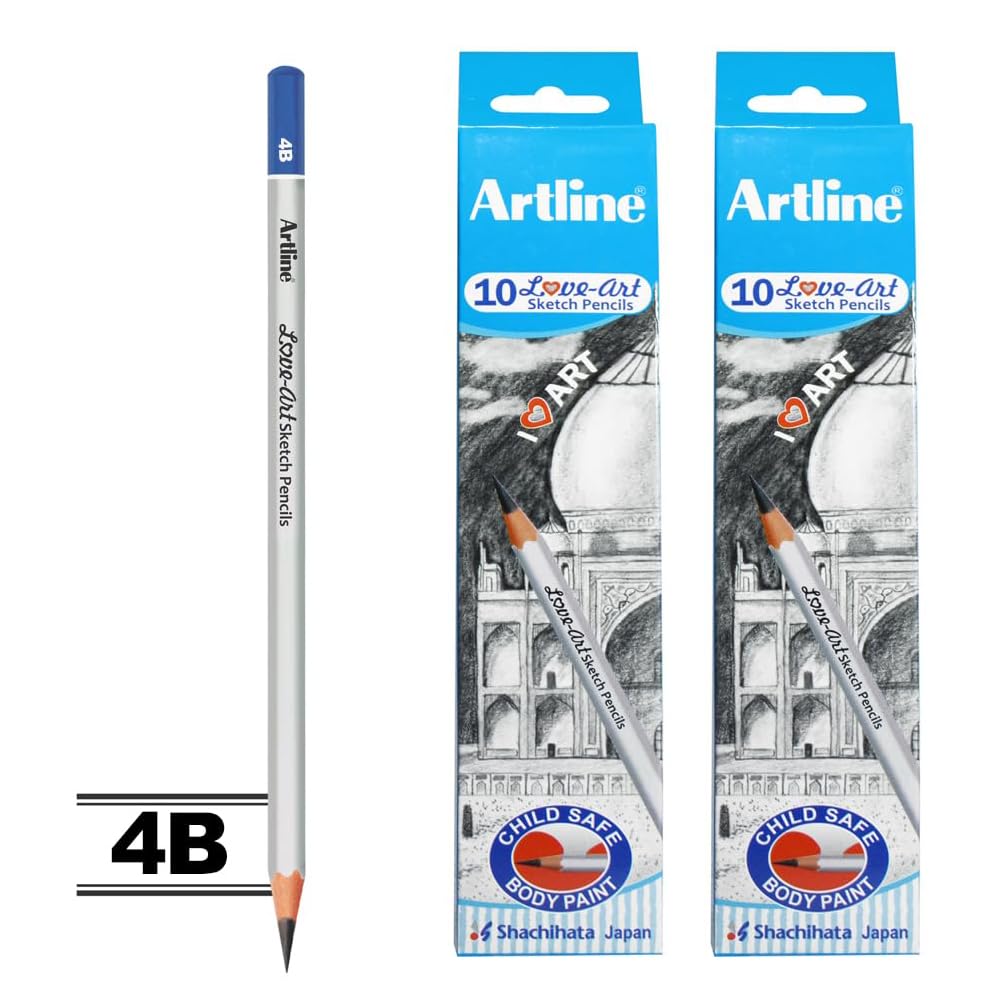 Artline Love Art Sketch Pencils 4B Set Of 10 (Pack of 2) | Ideal For Create Deep, Velvety Black Lines And Intense, Smooth Shading - Image 2 thumbnail