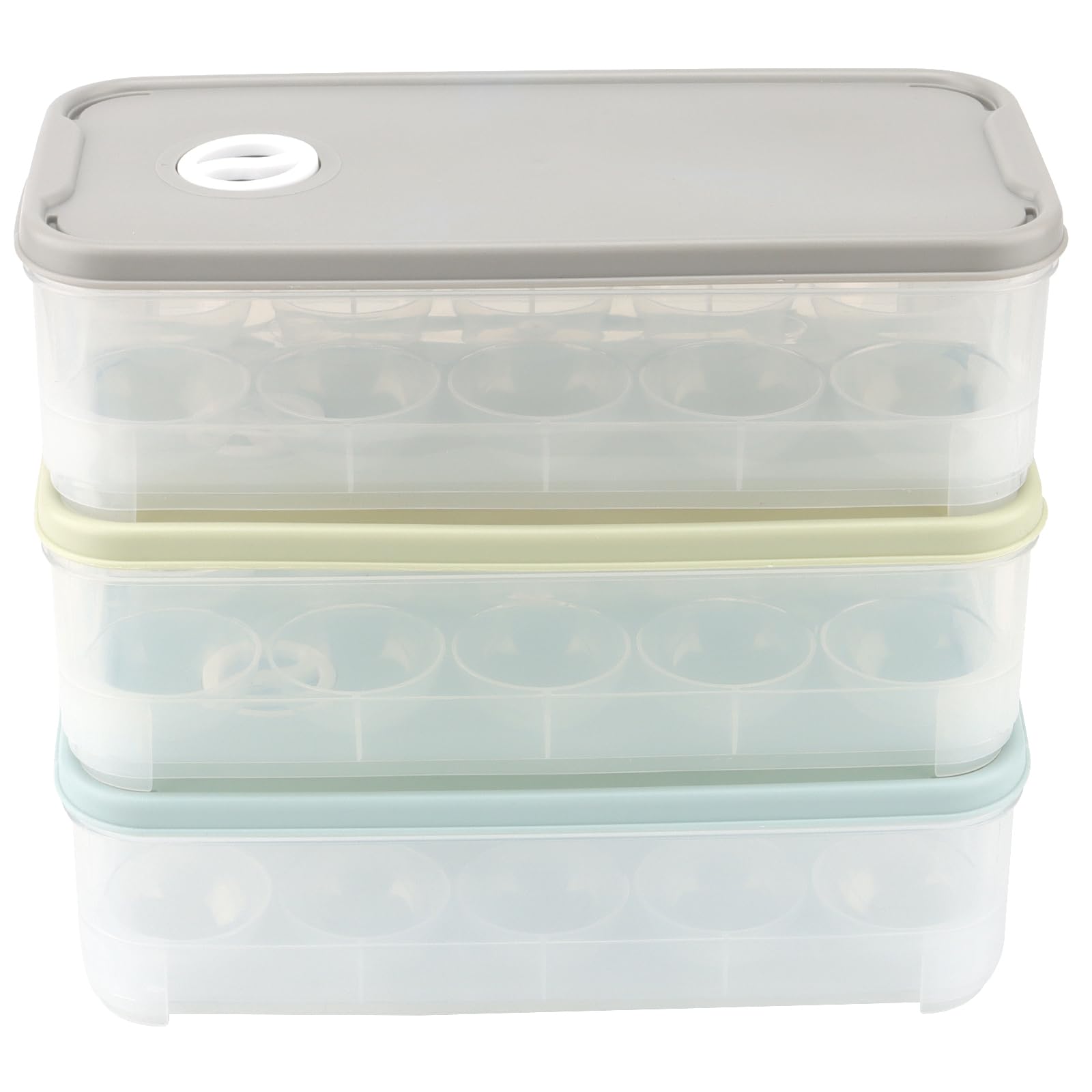 3 contenitori per uova da 10, trasparenti con coperchio, in plastica, per frigorifero, impilabili per la cucina