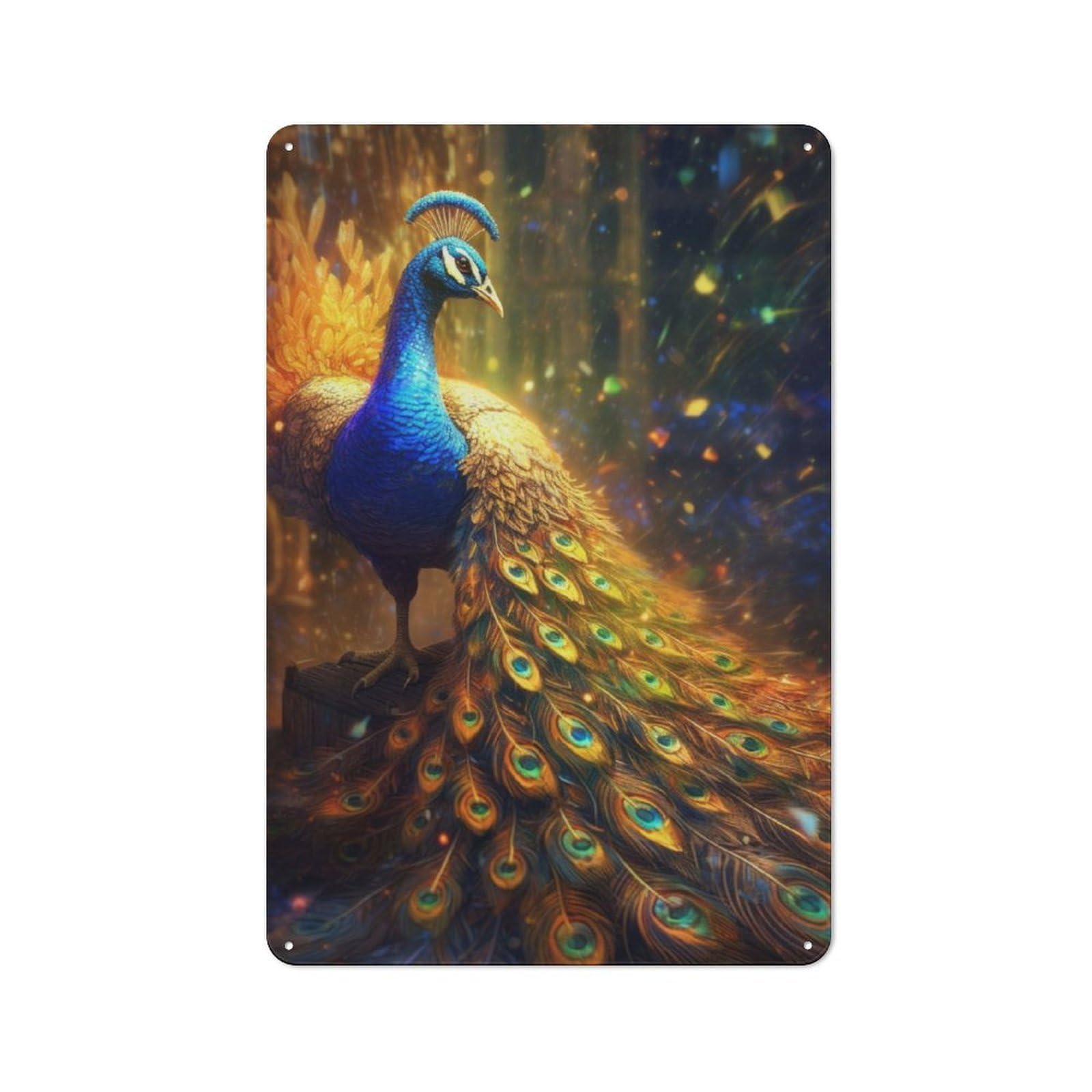 Junmoney Peacock Rustic Tin Sign 30X20cm For Living Room Or Hallway, A Metal Wall Feature For Living Rooms And Hallways