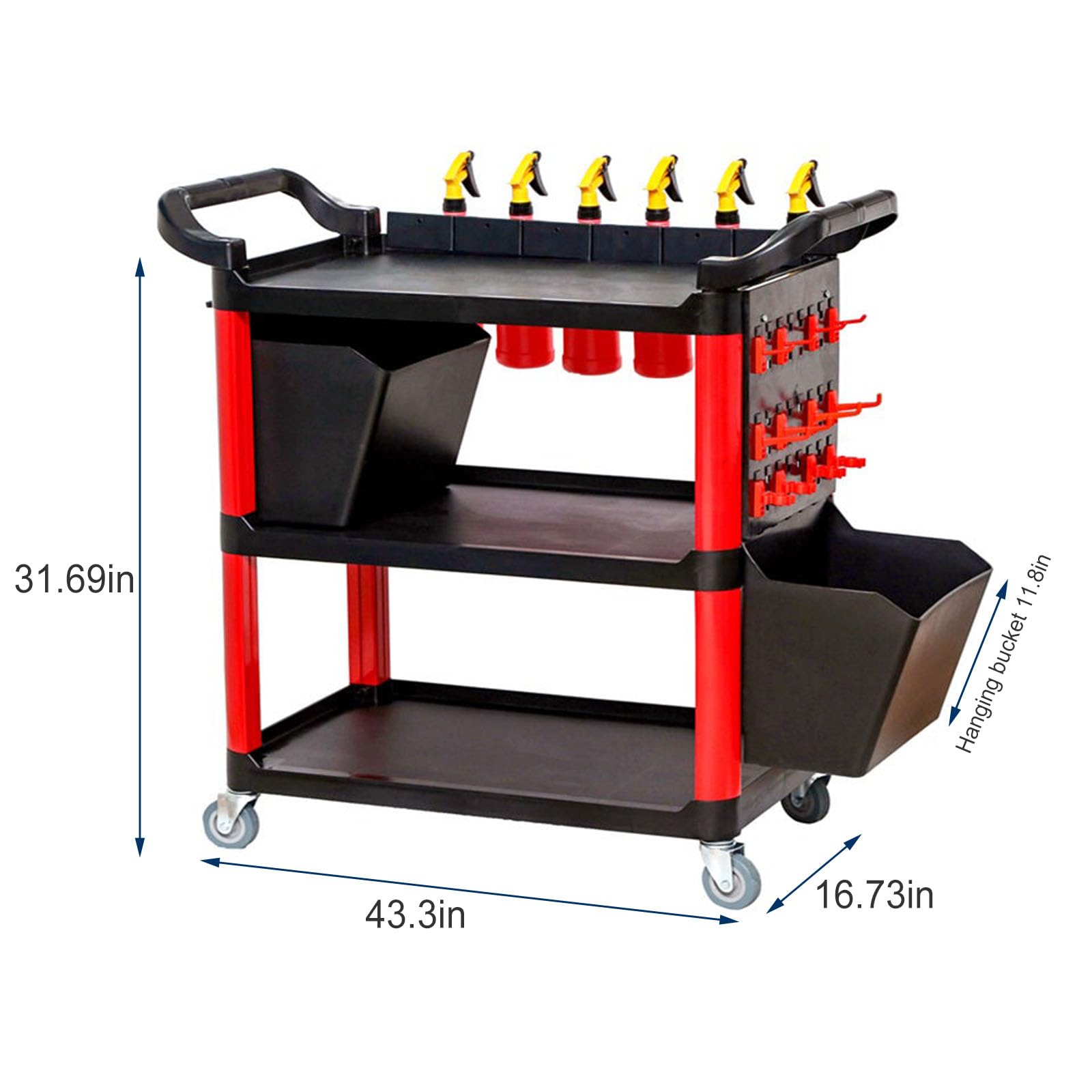 Carrello portautensili a 3 livelli con ruote, resistente, organizer commerciale per garage, officina, riparazione meccanica