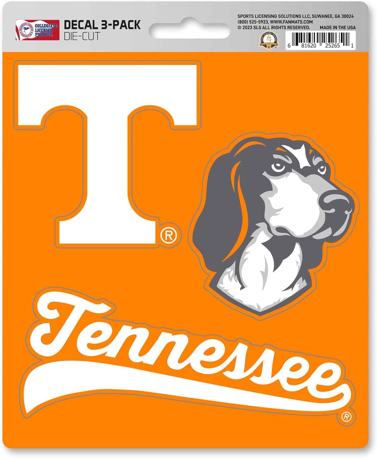 NCAA Tennessee Volunteers Team Decal, 3-Pack