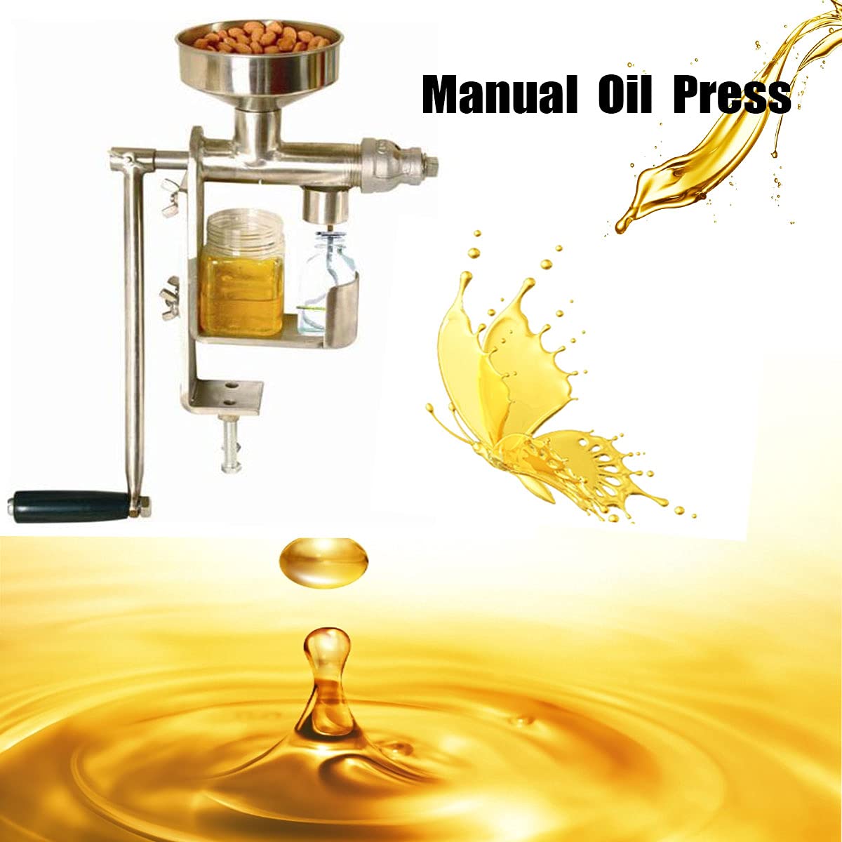NEWTRY Manual Oil Press Machine Household Oil Extractor Peanut Nuts Seeds Oil Press Machine 304 Stainless Steel for Cold Extract