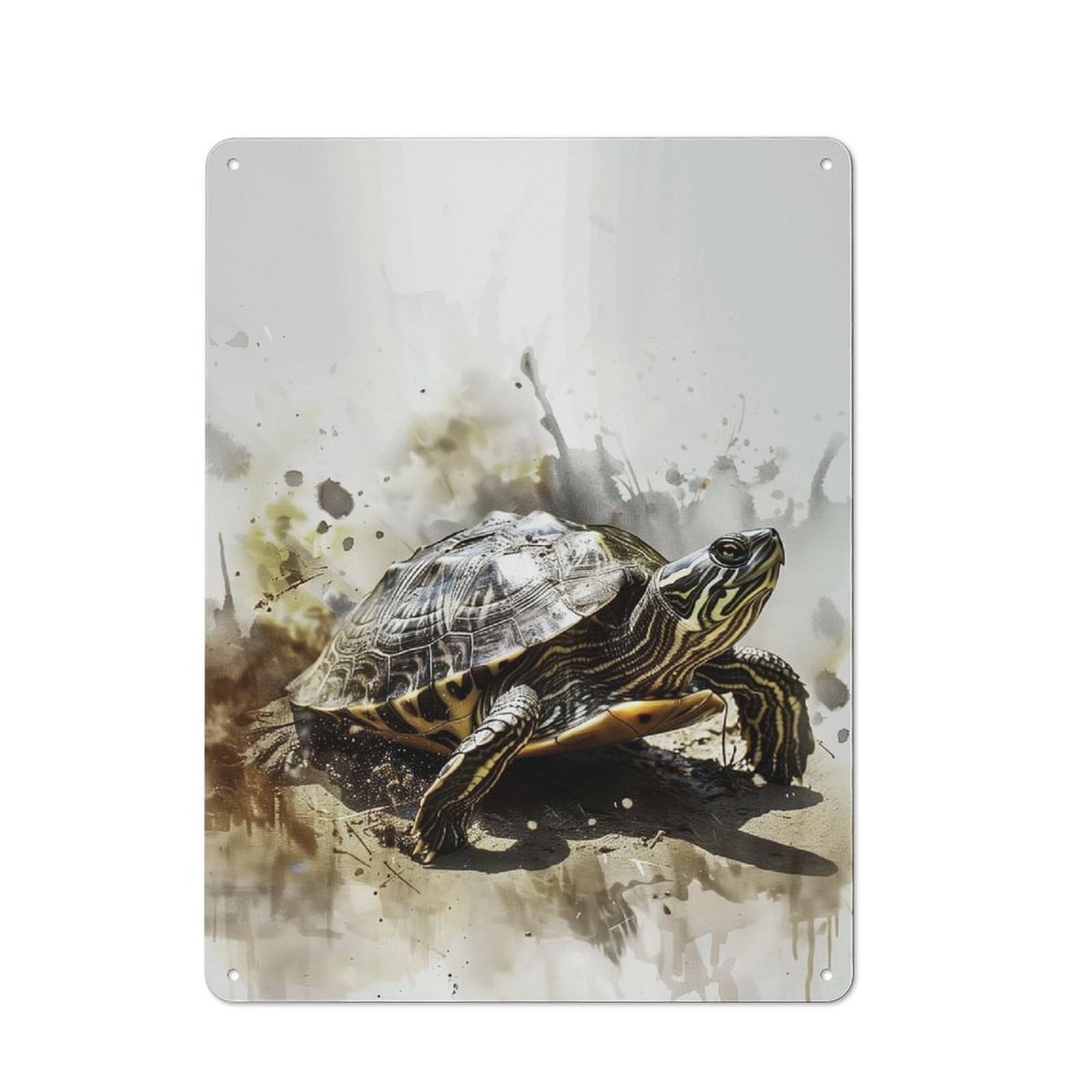 Turtle Watercolor Art Retro Metal Sign 40x30cm for Garden Room Or Summerhouse, A Decorative Christmas Gift for Summerhouse Decorators