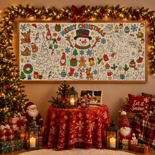 Image of OHOME Christmas Crafts for Kids - Xmas Giant Coloring Poster /Tablecloth