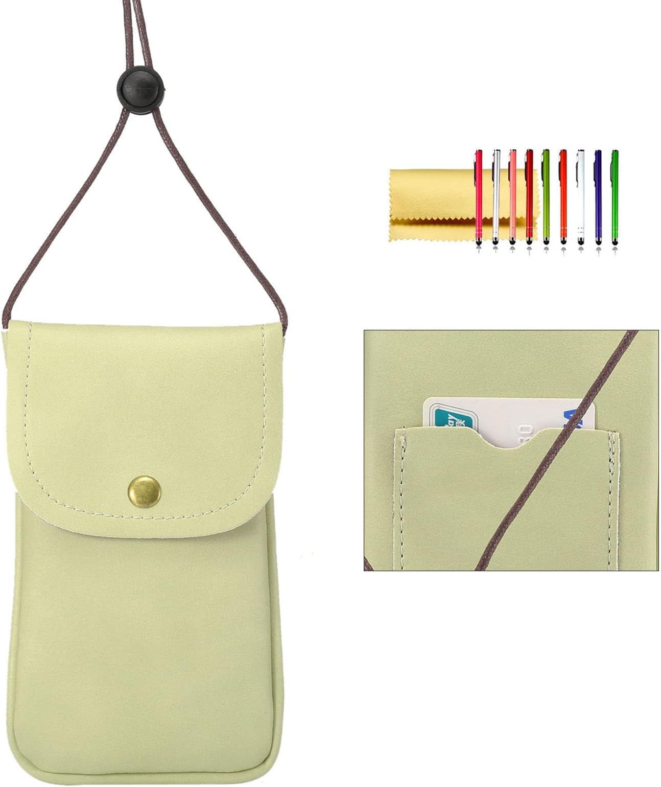 Amazon.com: Techcircle Cell Phone Neck Pouch PU Leather Carrying Bag ...
