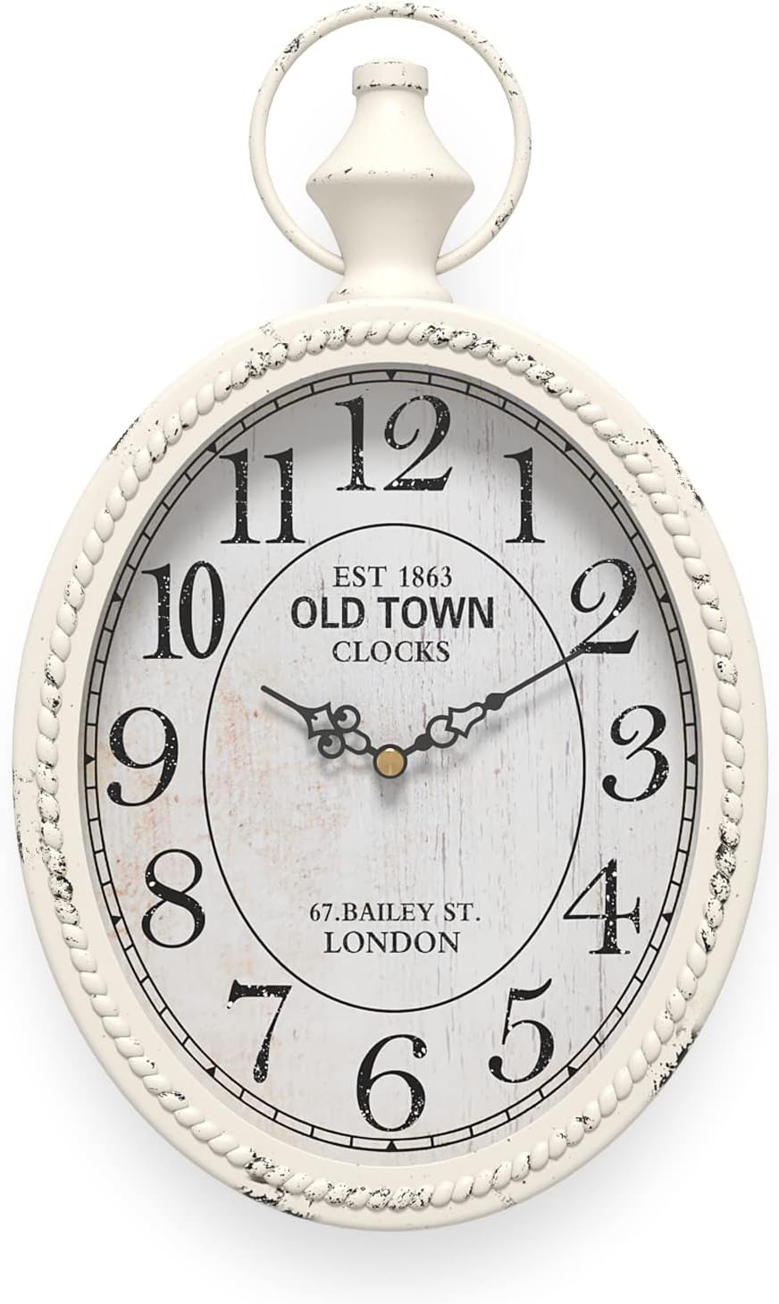 Menterry European Retro Oval Wall Clock, Antique Old-Fashioned Design ...
