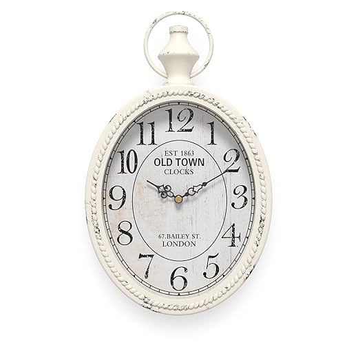 Oval Retro Metal Silent Wall Clock