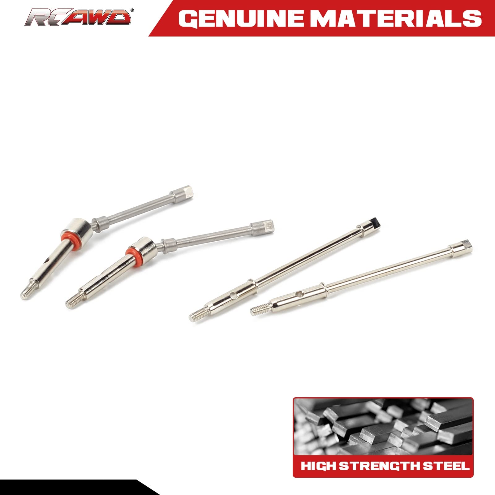 RCAWD steel 4.5mm longer front & rear CVD drive shaft axle for Axial 1/24 SCX24 crawlers Upgrades Parts, Small - Image 3