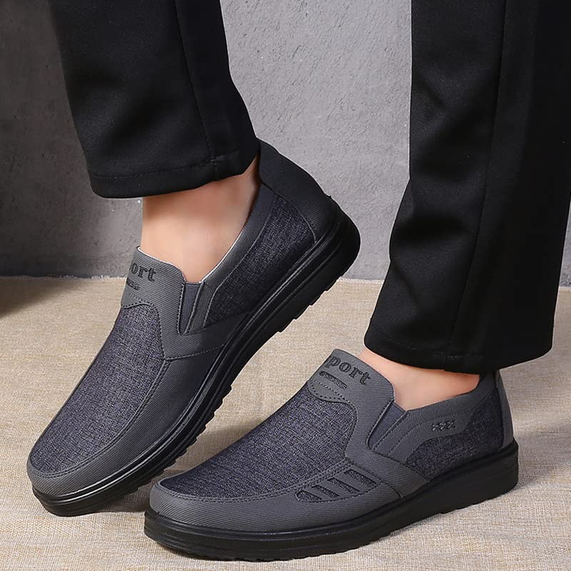 Mens Canvas Walking Slip On Loafer Casual Dimleen Orthopedic Pain Relief Round Toe Breathable Soft Bottom Flats Work Boat Shoe2