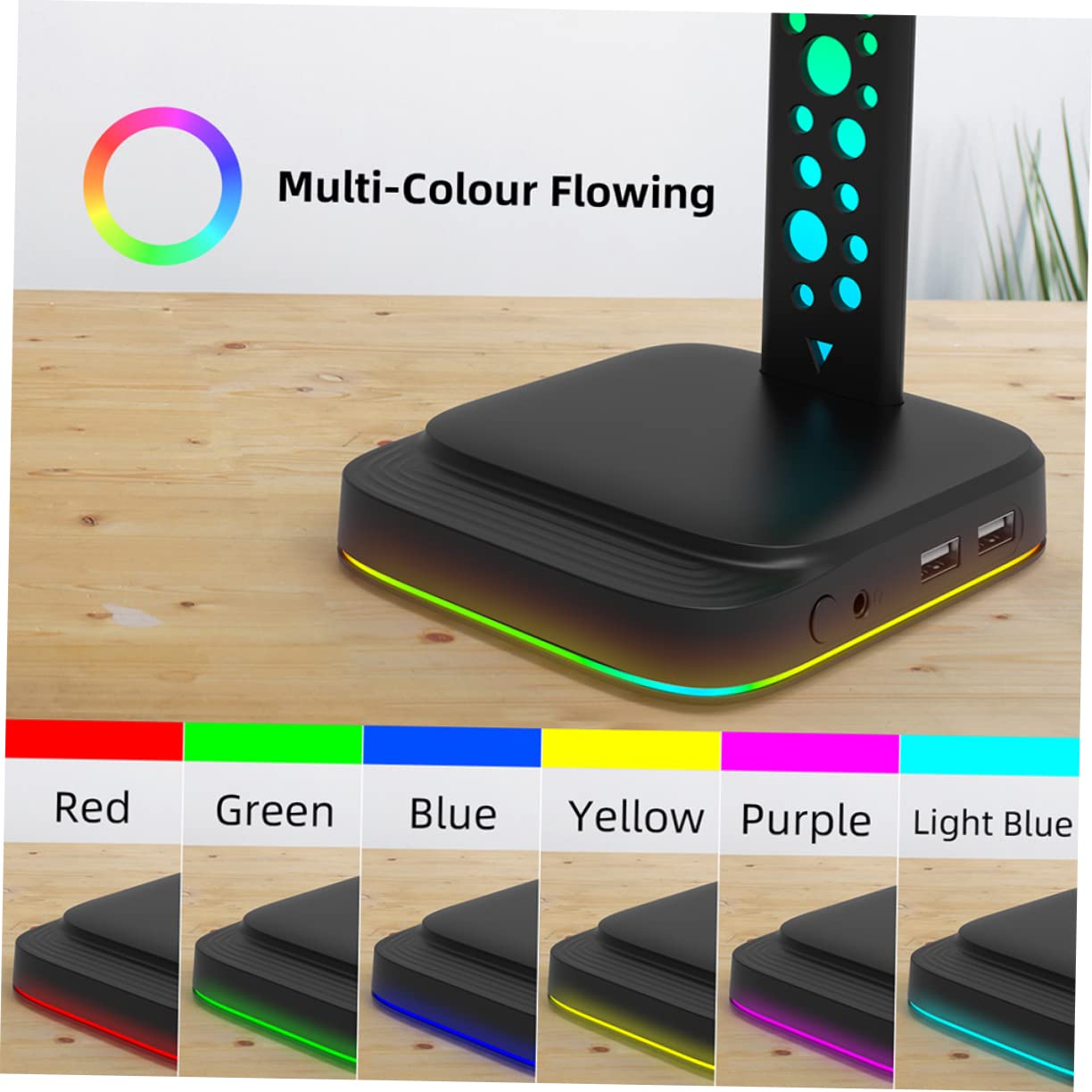 jojofuny Supporto Per Cuffie Da Scrivania Luce Led Hub Usb Multiuso Per Supportare Cuffie e Auricolari Design Da Tavolo Per Riporre Per Pc