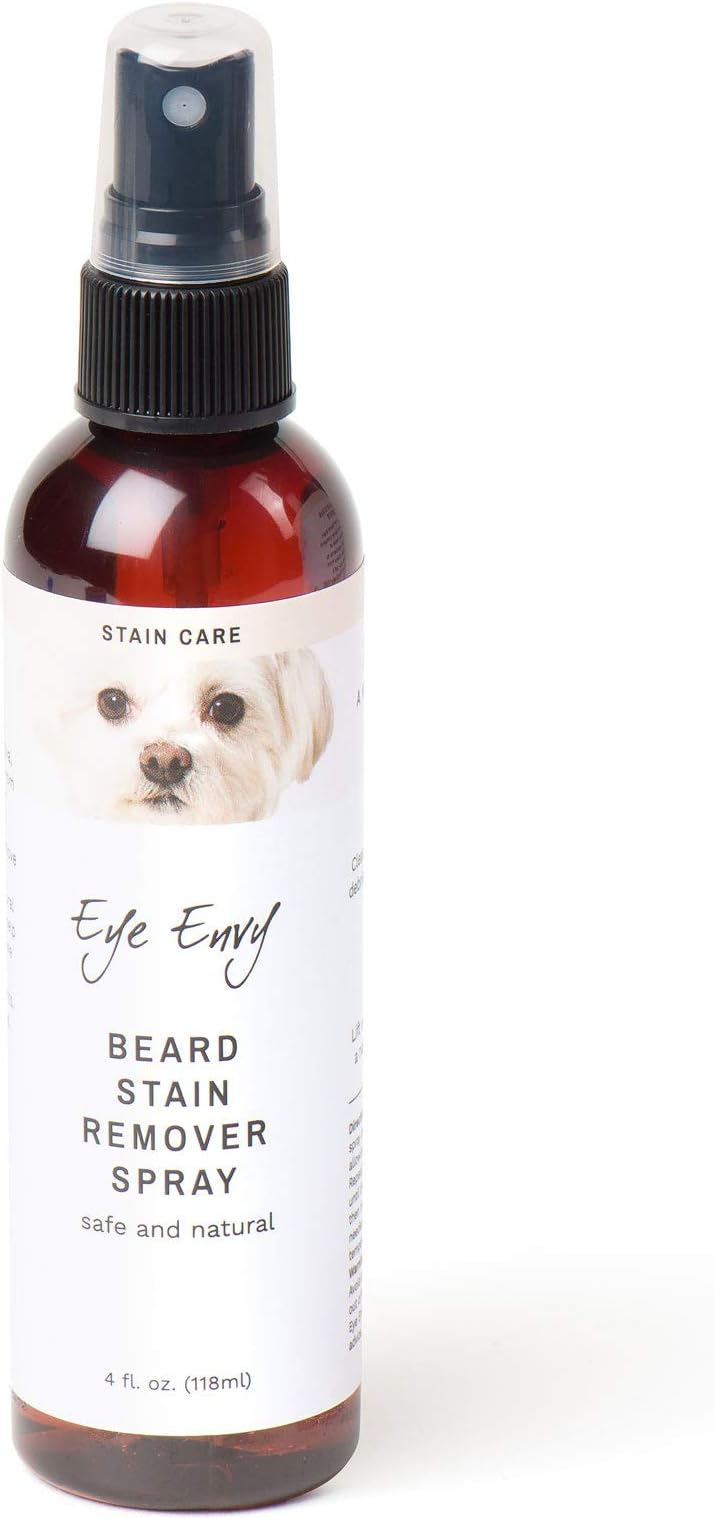 Beard Stain Remover Spray for Dogs/Cats. Natural, Safe. Remove Stains from Drooling, Saliva, Food, Runoff from Tearing. Removes Odors. Keeps Dog Beards Clean. 4oz