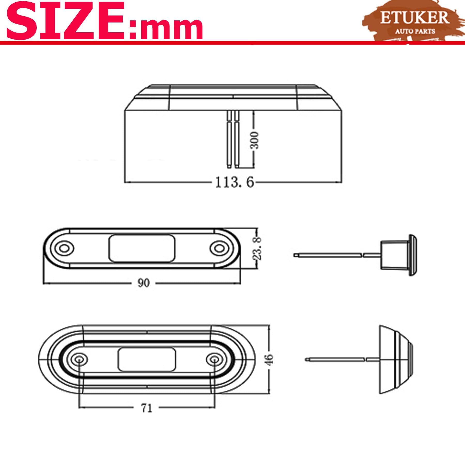 2X Luci Demarcazione Laterale Gialle 12/24V LED per Furgone Fari Rimorchio Impermeabile ECE