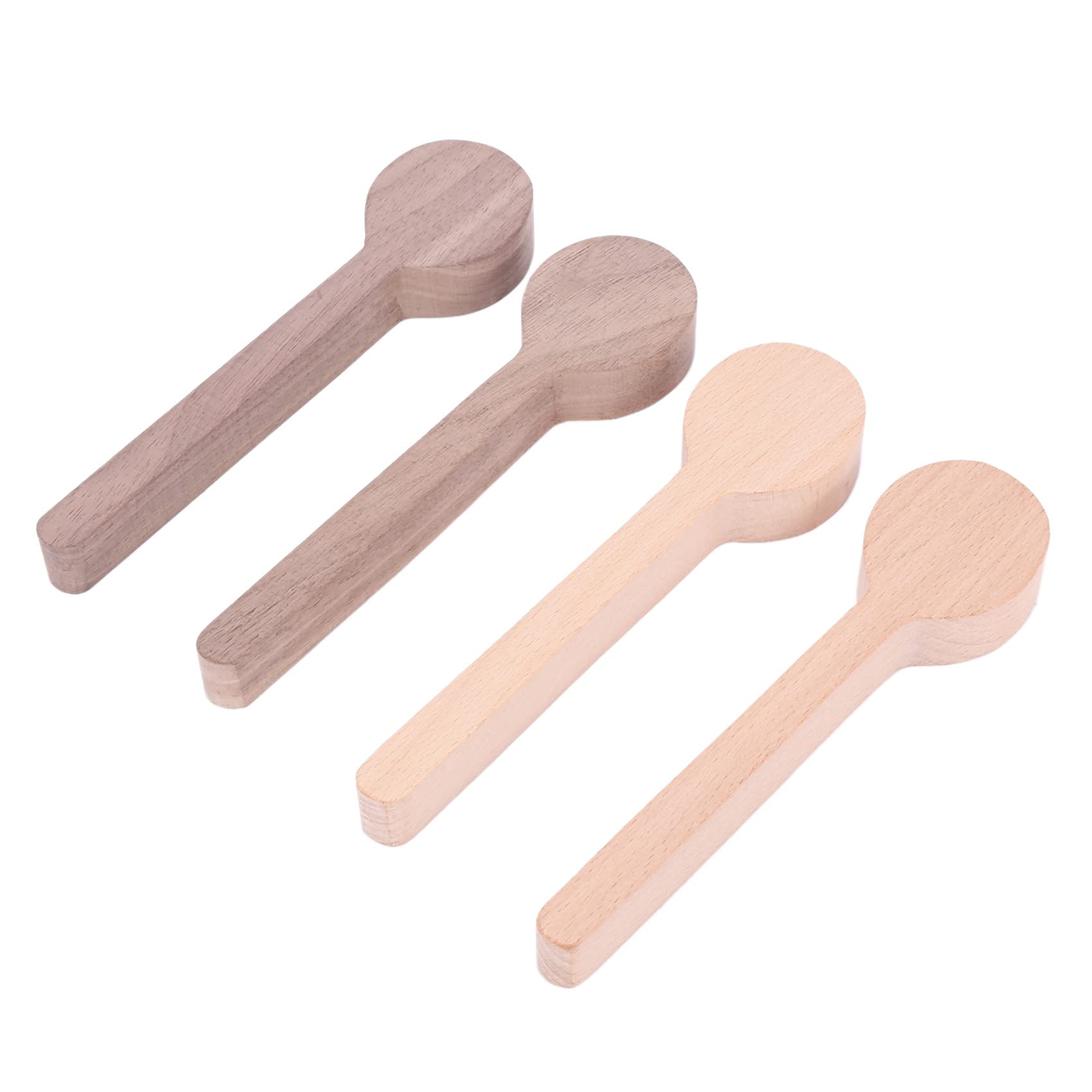 CTRLZS Wood Carving Spoon Blank Beech and Walnut Wood Unfinished Wooden Craft Whittling Kit for Whittler (4Pcs)