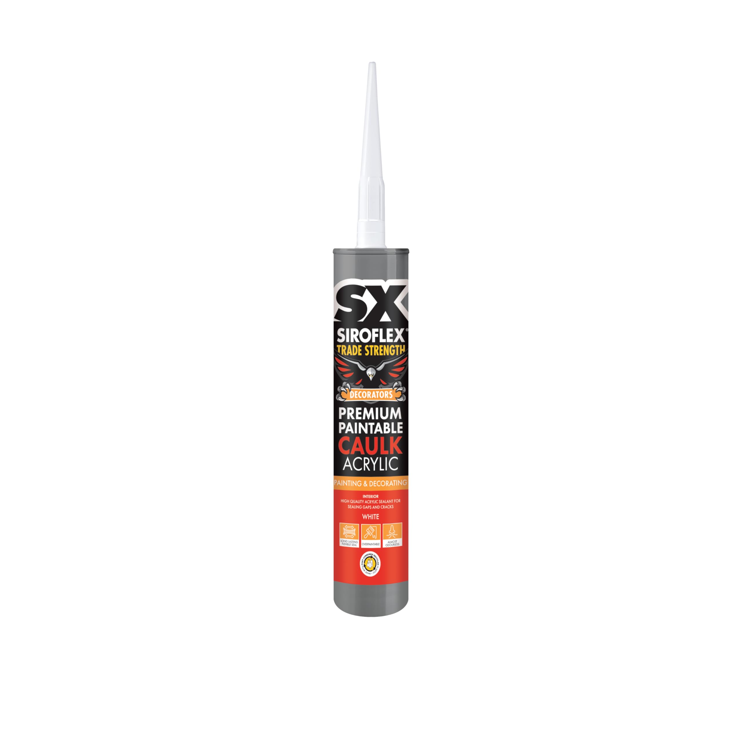 Siroflex White Sx Premium Paintable Caulk – Quality Acrylic For Sealing Gaps And Cracks Providing A Long Lasting Flexible Finish For Interior Applications - Overpaintable – 310Ml