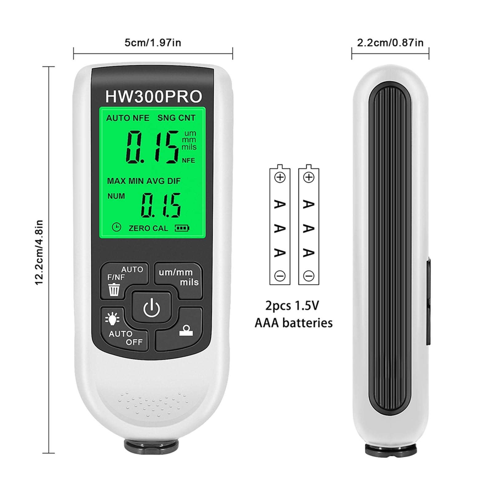 HW-300PRO lakier samochodowy Film automatyczny miernik grubości 0-2000UM Fe i NFe Tester grubości powłoki ręczne narzędzie do malowania samochodowego(HW-300MINI Red)