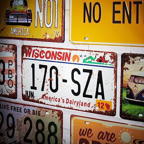 Image of Wisconsin 170 SZA Multipurpose Metal Signs - License Wall Plate, Decorative Car Tag - Ideal for Cafe, Restaurant, Shop, Home, Hotel, Club, Office, Living Area