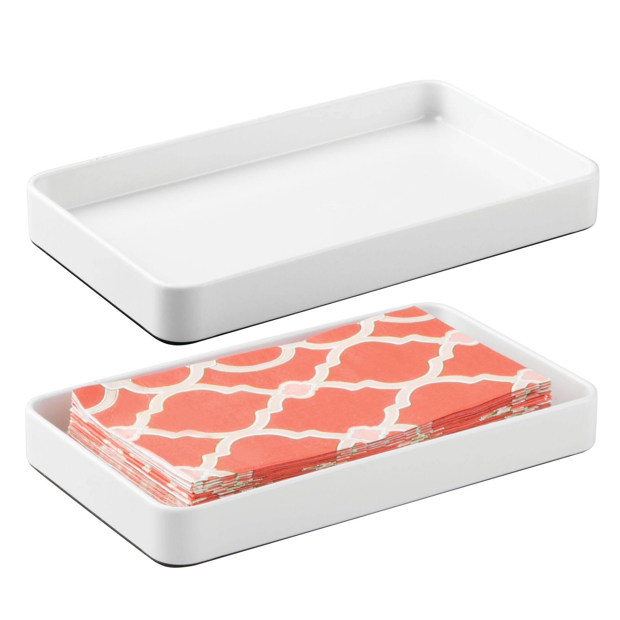 iDesign Steel Vanity Tray for Bathroom Organization and Storage - Set of 2 - White