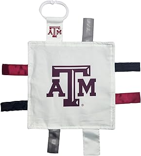 Texas A&M University Crinkle Learning Lovey Sensory Plush Blanket - Tag Toys for Babies - Baby Stroller Toys - Sports Team Pride MVP Registry Gift w/Stroller Clip (8 x 8 Tag Toy)â€¦
