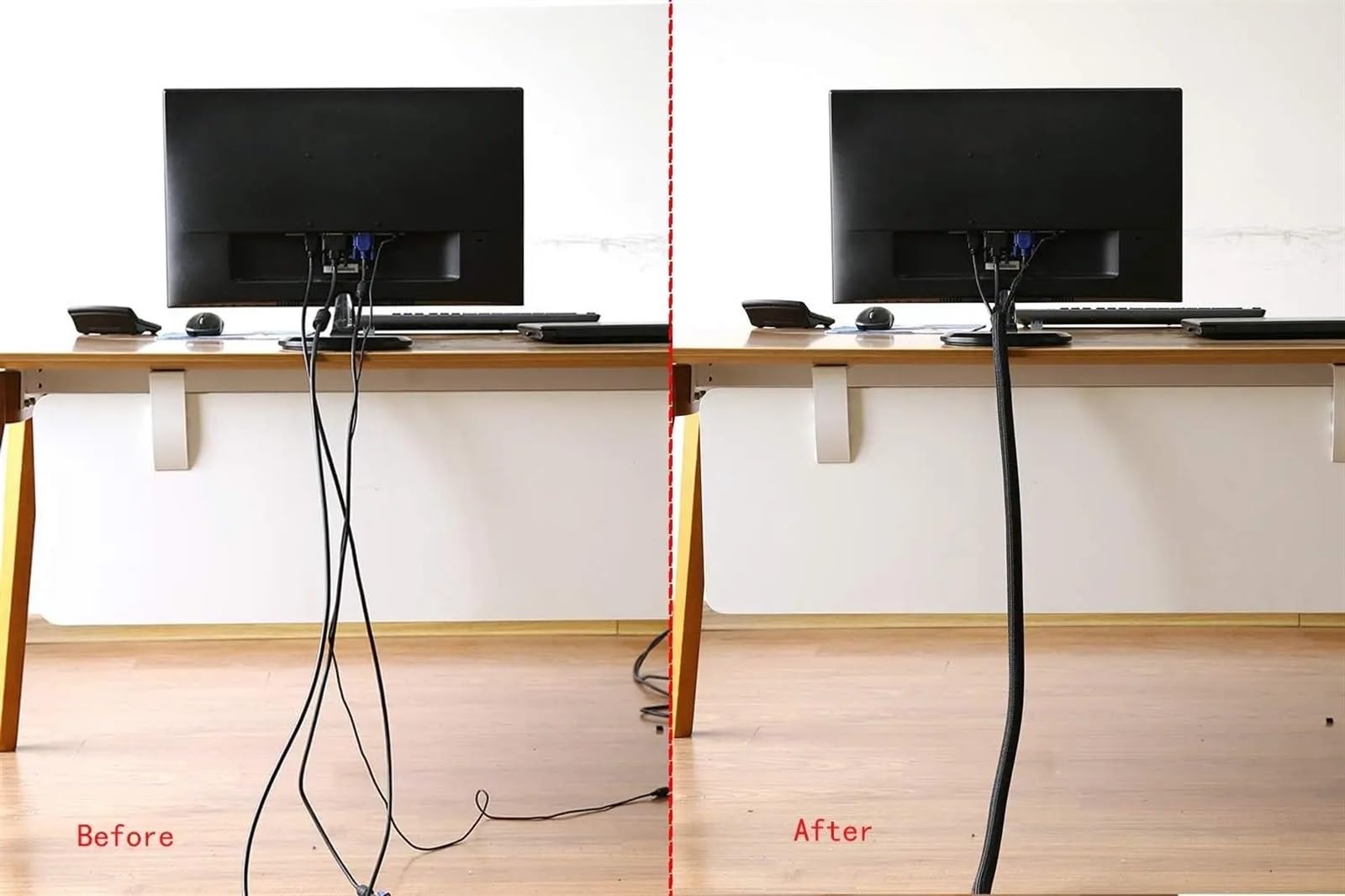 Funda para Cables Protector de Cable, Telar Cables, Tubo, Funda for, Dividida for USB, alimentación, Audio y Video, TV, computadora, hogar, automóvil para gestión de Cables(25M)