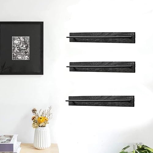 Miniatura 9 de TANG SONG 3 piezas rústicas de madera montadas en la pared, organizador de almacenamiento de lentes de sol, soporte para gafas, estante de