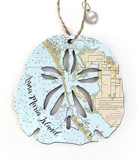 Ornament |Anna Maria Island, FL Sand Dollar Map Ornament| 4” Wood Hanging Map Ornament with Artwork & Charm | Perfect for Wine Bottles, Gift Bags, or Christmas Tree | Unique Gift for any Occasion