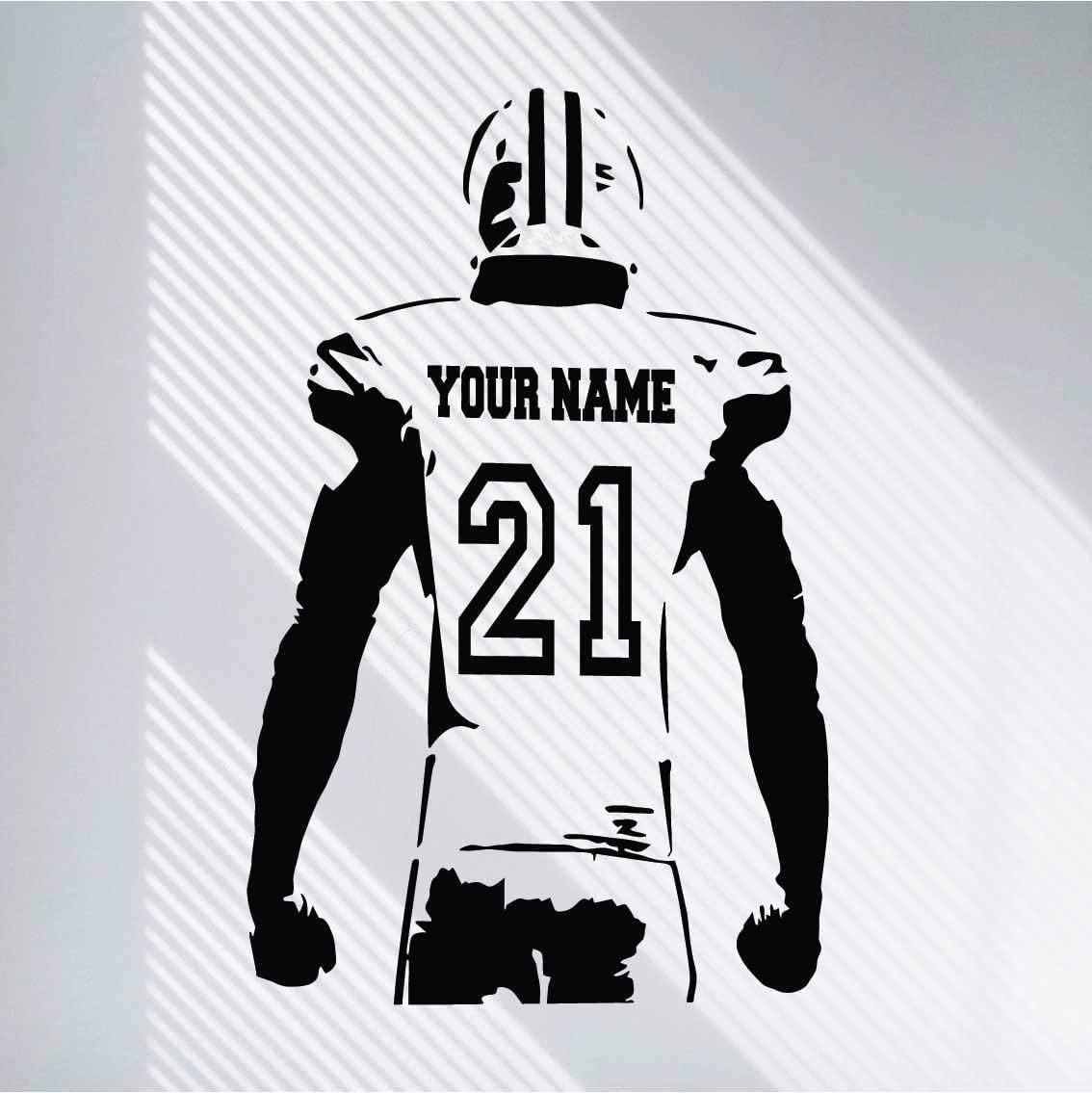 Personalized Custom Football Wall Decal - Choose Your Name - Numbers Custom Player Jerseys Vinyl Decal - Sticker Decor Kids Bedroom 3 (22x34 in)