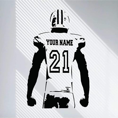 Miniatura 1 de Calcomanía de pared personalizada de fútbol  Elige tu nombre  Números personalizados camisetas de jugador  Adhesivo decorativo para dormitorio de