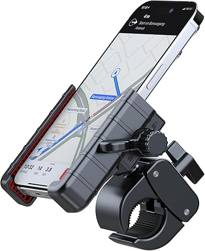 Miniatura 5 de Soporte de teléfono para motocicleta, soporte para teléfono de bicicleta, diseño de doble bloqueo ultra estable, compatible con teléfonos