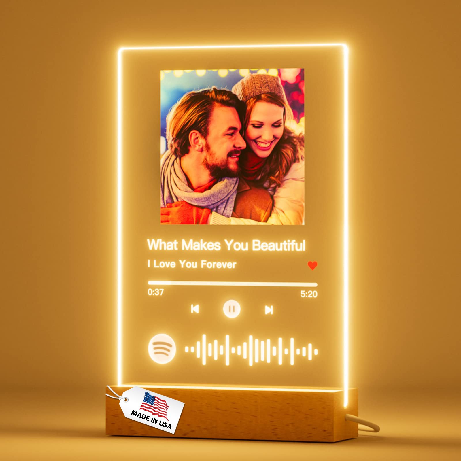 Personalized Gifts for Women Men - Acrylic Spotify Song Plaque - Spotify Plaque Custom Photo Gifts for Boyfriend Girlfriend - Customized Gifts for Him Her