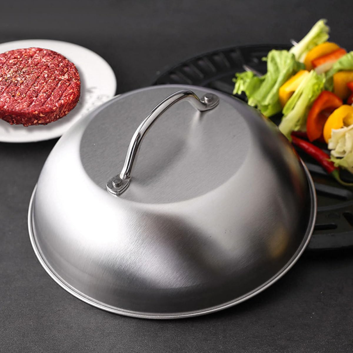 2pcs 9-inch Stainless Steel Pot Lid Set for Frying Pans and Cookware, Household Pan Covers with Sturdy 304 Stainless Steel for Outdoor Bbq and Kitchen Use