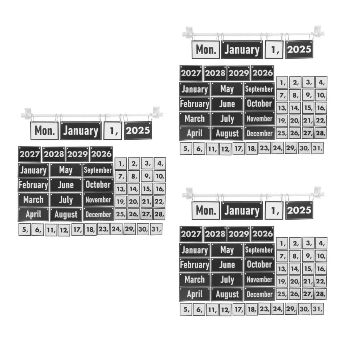 3 Juegos Calendario de Aula Bohemio con Tarjetas de Fecha y Soporte