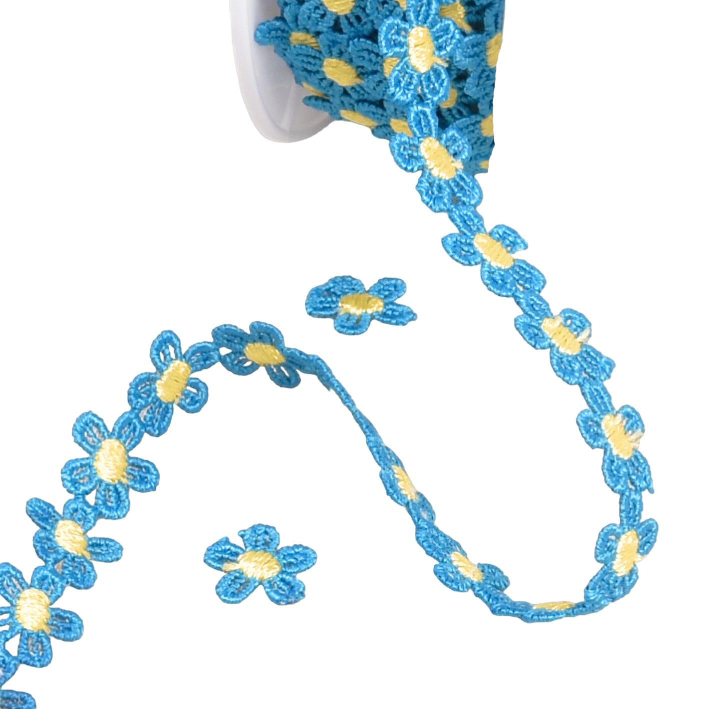Guipure Marguerite 13mm ornement de linge de maison bobine 13,5m pétrole