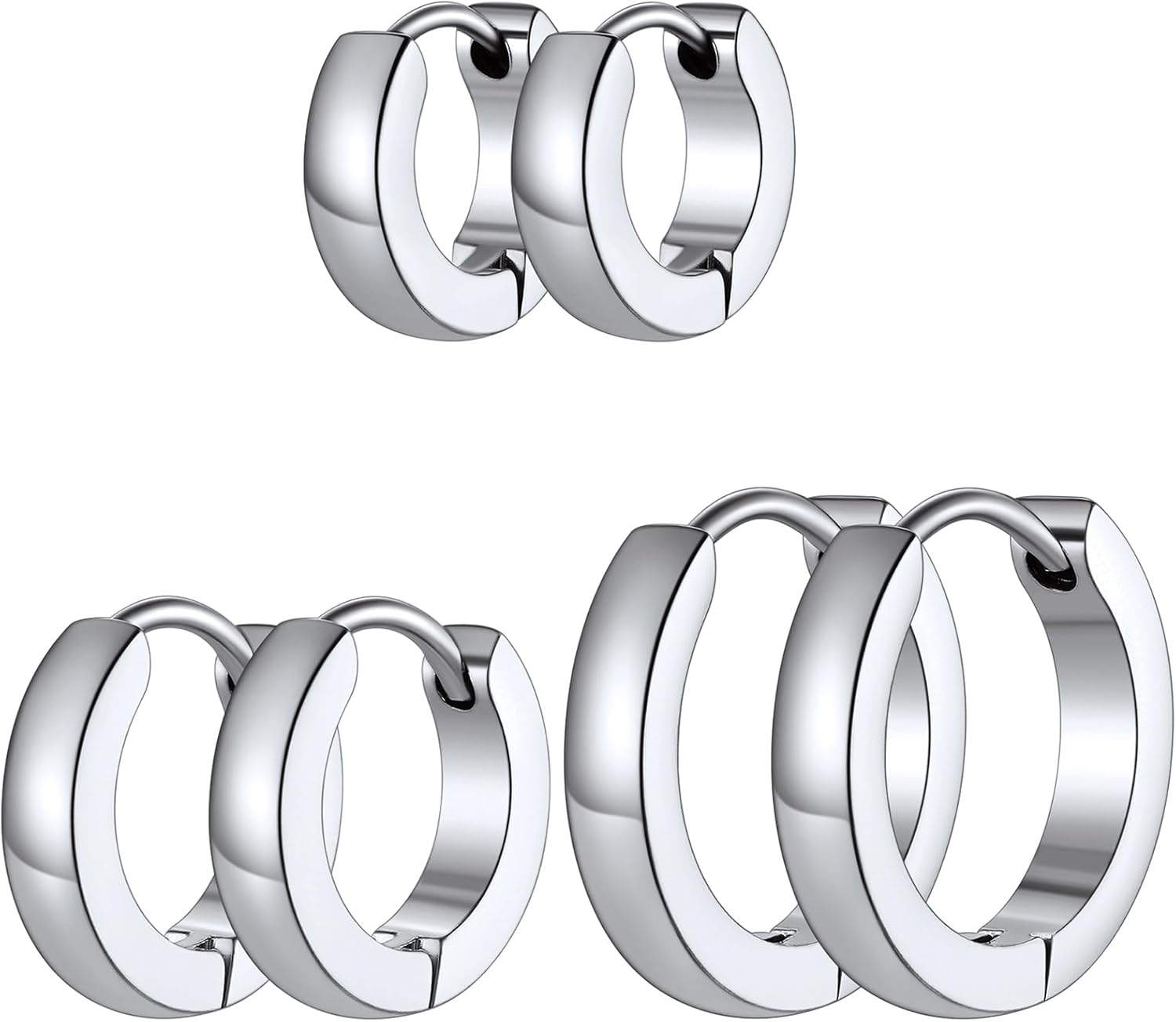 Classic 3/4/5 Pairs Small Hoop Earrings for Men Women Gold/Silver/Black Stainless Steel Huggie Hoop Earring Hypoallergenic Piercing Jewelry Set 7/9/12/14/16mm