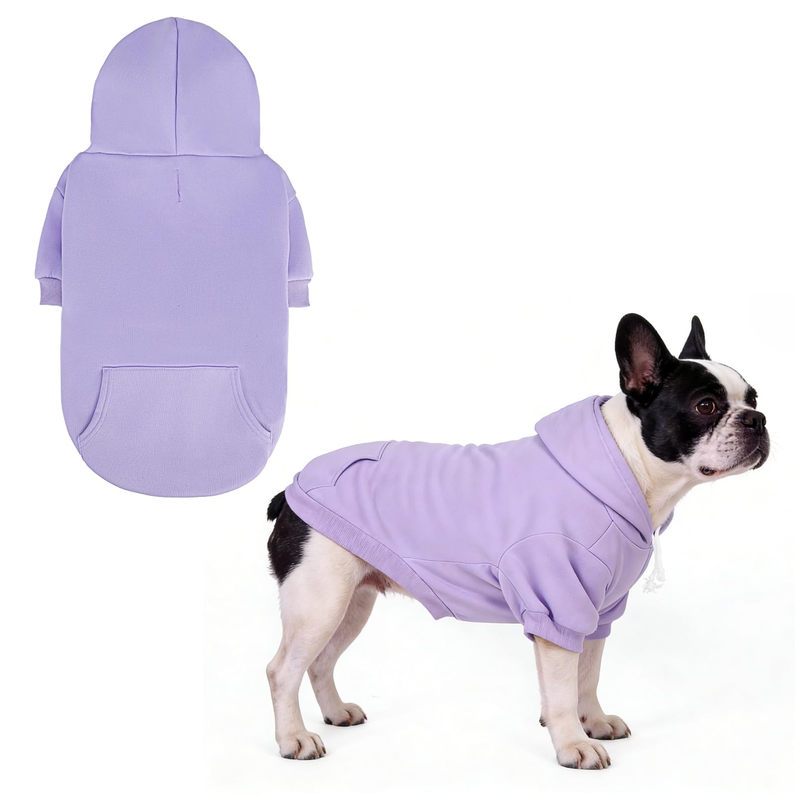 KOOLTAIL Basic Dog Hoodie - Soft & Warm Dog Hoodie Sweater with Leash Hole and Pocket, Pet Winter Coat, Cold Weather Clothes Sweatshirt for Small Medium Large Dogs Puppy Cat Boys Girls Lavender M โ image 1