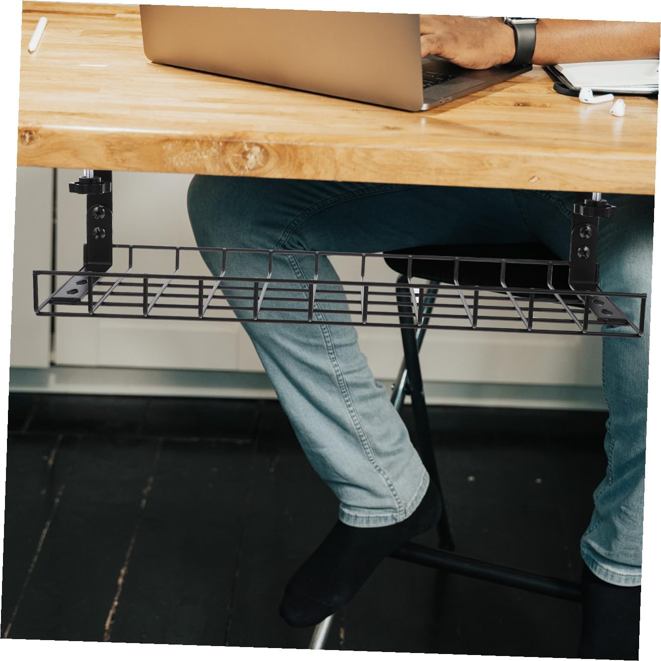 Under Desk Cable Management Tray No Drill Wire Organizer for Tidy Office Home Large Capacity Storage for Power Strips Cords Easy Installation Compact Durable Design