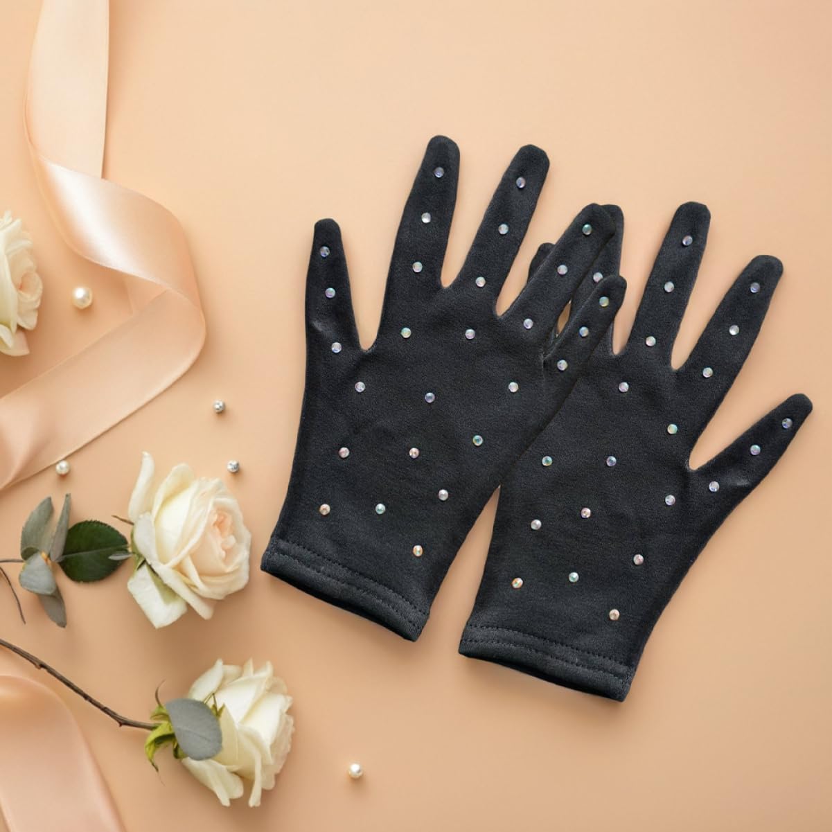 GANAZONO Ice Performance Costume Gloves Stage Gloves Skating Gloves Costume Mitts Party Gloves Girl Wedding