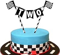 Vista 1 de Decoración para tartas de dos rápidos, decoración de segundo pastel de carreras, suministros de fiesta de cumpleaños con temática de bandera a