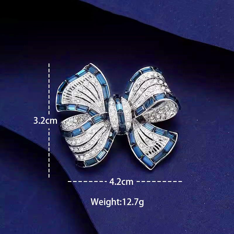 Image of Elegant Crystal Bowknot Brooch Pin Glittering Rhinestone Bowknot Suit Lapel Pin Cubic Zirconia Bow Jewelry for Women Girls Accessories