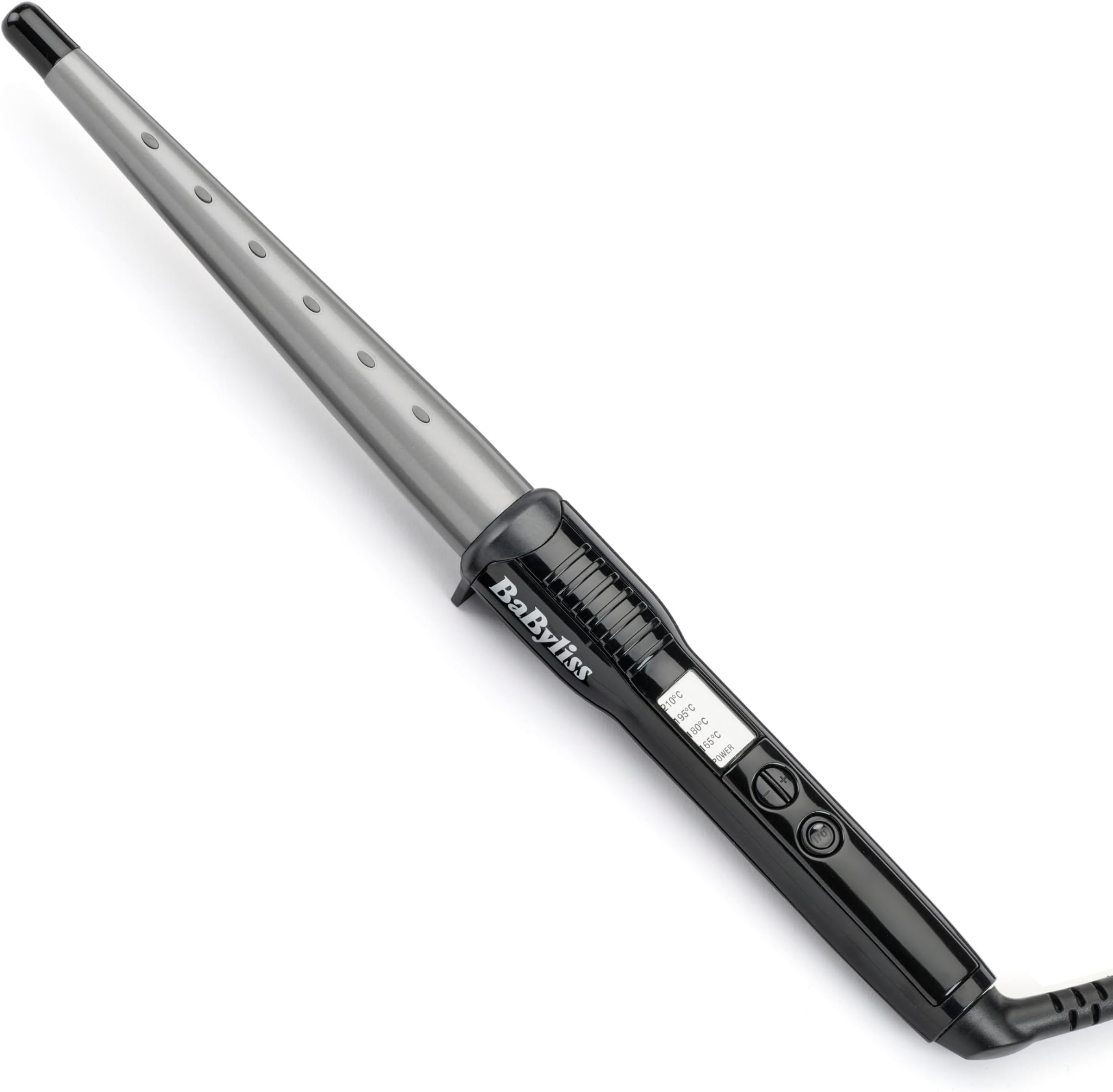 Ceramic Curling Wand Pro - 13-25mm Hair Curler for Natural Waves and Curls, Ceramic, 5 Heat Settings 150°C to 210°C, Grey & Black, 2285CU