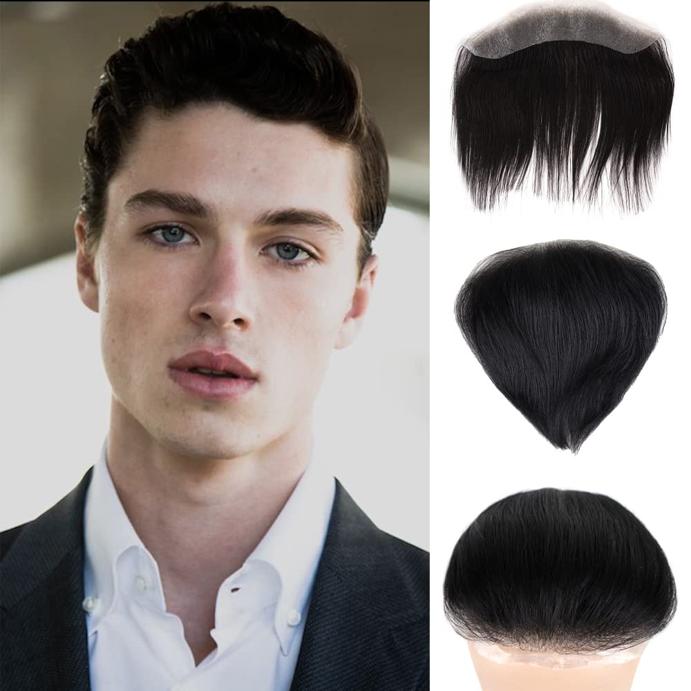 Lordhair Toupet Herren - Europäisches Echthaar Toupet, V-LOOP Skin Toupet für Männer, Toupet Echthaar Männer