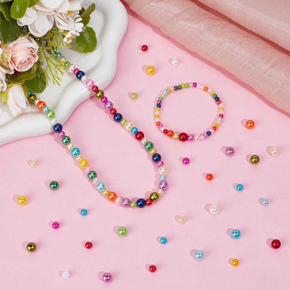 2450PCS 3 Styles Pearl Bubble Beads with Hole ABS Plastic Imitation Pearls Round Colorful Bubblegum Resin Loose Spacer Bead Bulk for Jewelry Making Necklace Bracelet DIY Crafts Supply - Image 4