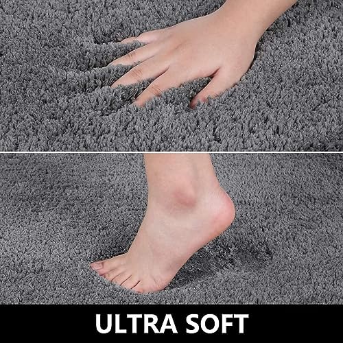 Image of HOWNICE Door mat for Bedroom,Bathroom,Kitchen,Living Room,Home Entrance,Room Mats,Foot Mats,Floor mat,Main Door,Rug,Non Slip Mats,Door Mate,Fluffy,Doormat,Door Matt (Microfiber Bath Mat Grey)