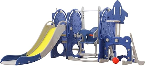 UNICOO® Juego de toboganes y columpios para niños pequeños, juguetes para interiores y exteriores para niños pequeños de 3 años en adelante con aro