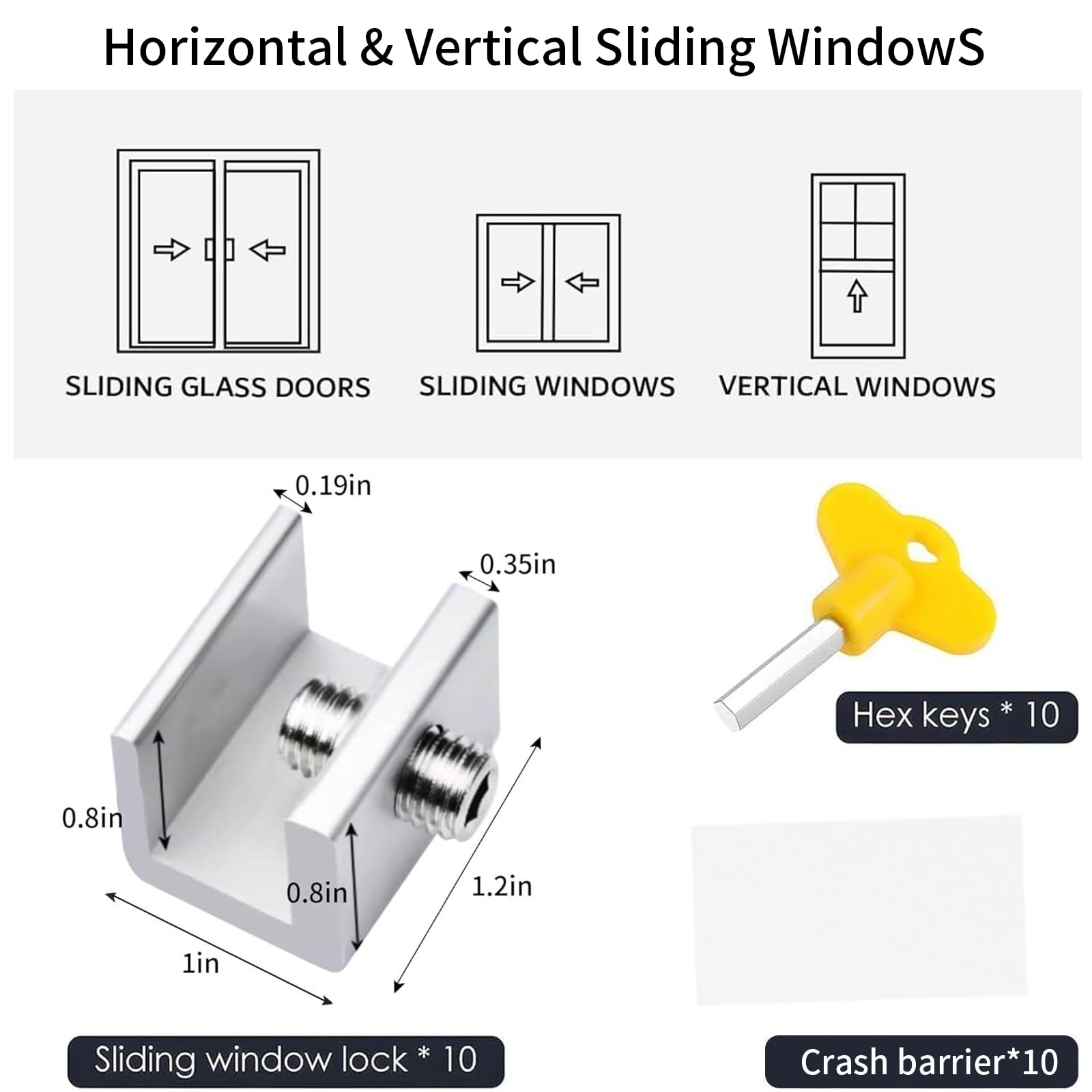 Window Locks,10 Sets Sliding Window Locks with Key,No-Drill Install, Aluminum Window Stopper Lock for Burglar Proof for Home — Amazon image 3