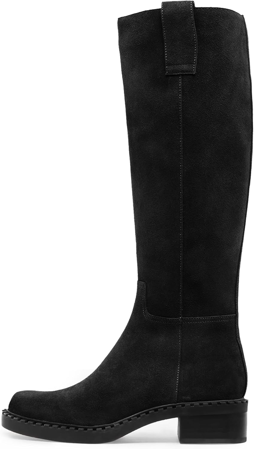 KaroNairy Women Knee High Boots Faux Leather Long Boots Low Chunky Heel Square Toe Side Zipper Fall Tall Boots - Image 4