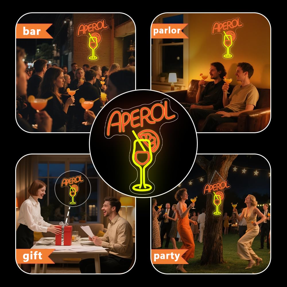 Cocktail Led Schild Aperol Spritz Neon Schild Bar Neon Schild Wanddekoration Aperol Neonlicht Geeignet für Bar Dekoration Cocktail Party Dekoration