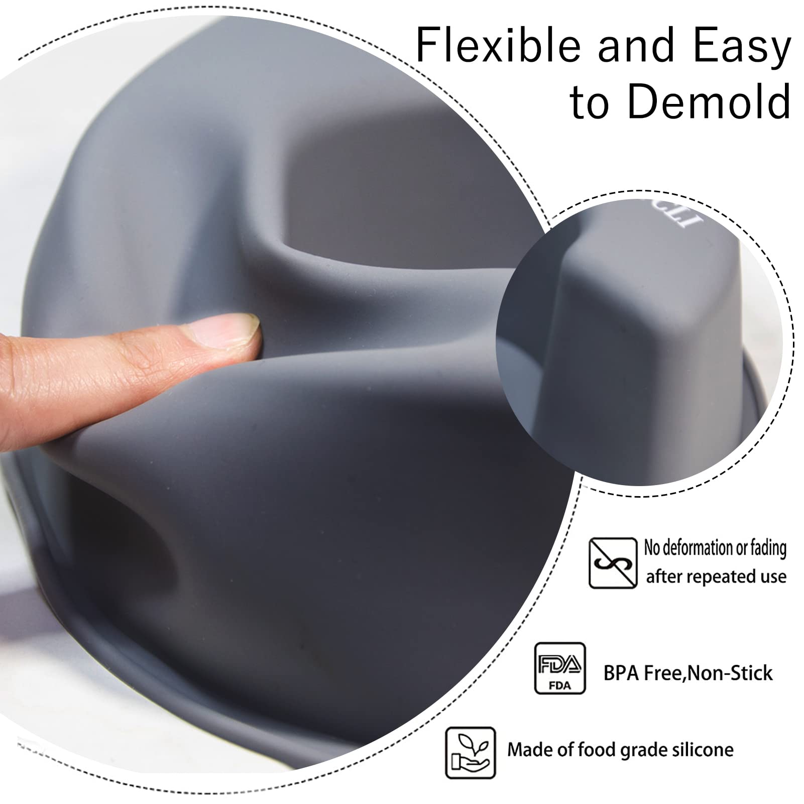 Stampo Ciambelle Silicone 3 Pezzi - Antiaderente, Verde, Arancio, Blu, Per Forno E Microonde - Foto 13