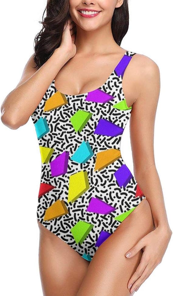 Amazon ワンピース水着80年代90年代ヴィンテージビルディングブロックプールビーチクイックドライ水着女性用xl ワンピース 通販